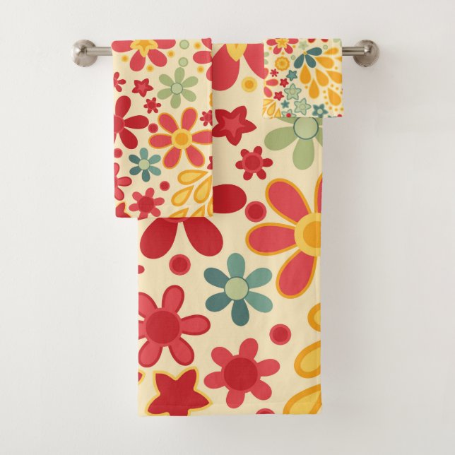 Retro.  Floral motifs Bath Towel Set (Insitu)