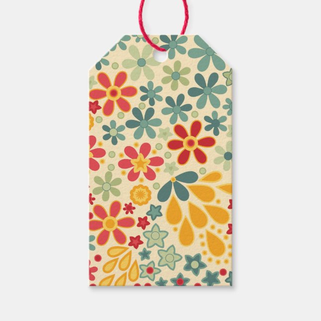 Retro.  Floral motifs Gift Tags (Front)