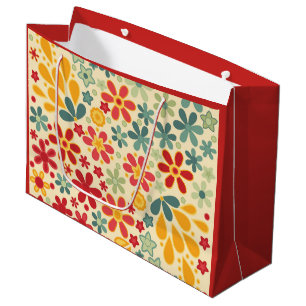 Retro. Floral motifs Large Gift Bag