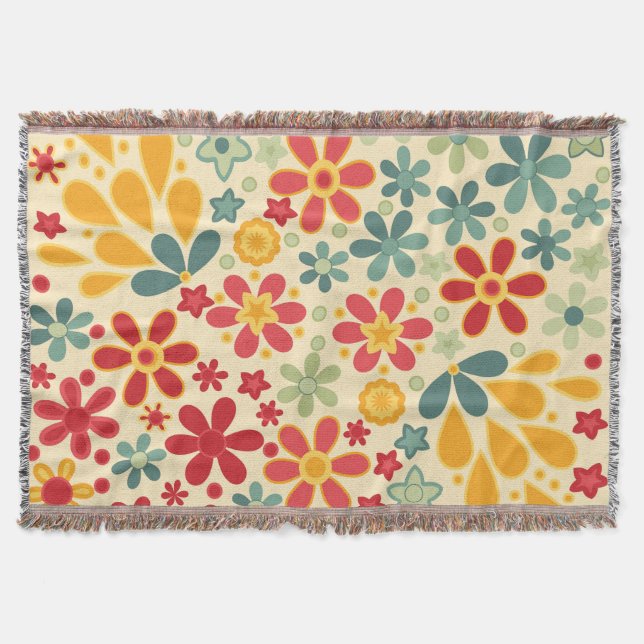 Retro.  Floral motifs Throw Blanket (Front)