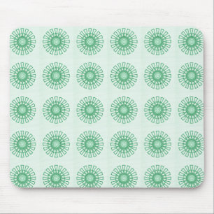 Retro Floral Mousepad, Green Mouse Pad