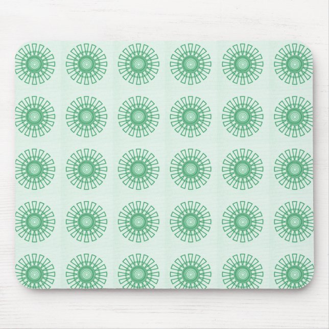 Retro Floral Mousepad, Green Mouse Pad (Front)