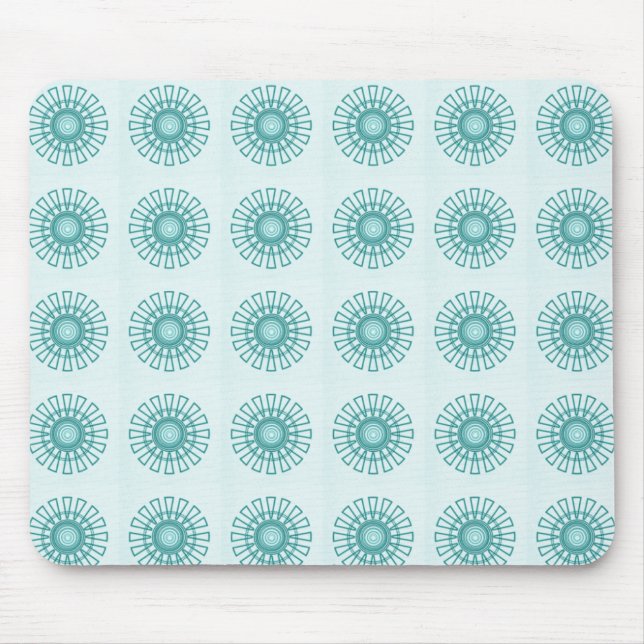 Retro Floral Mousepad, Teal Mouse Pad (Front)