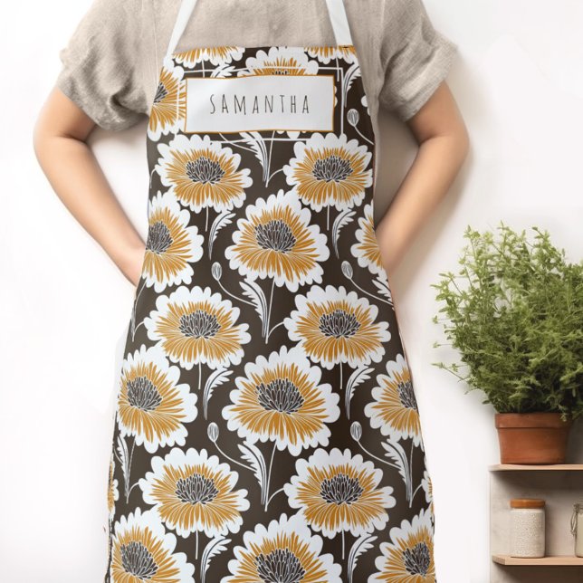Retro Floral Name Apron (Indulge in the retro charm of our Wild on Flowers apron.  Cook in style and let your name shine!)
