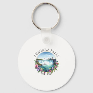 Retro Floral Niagara Falls Trip Outdoor Family Vac Key Ring