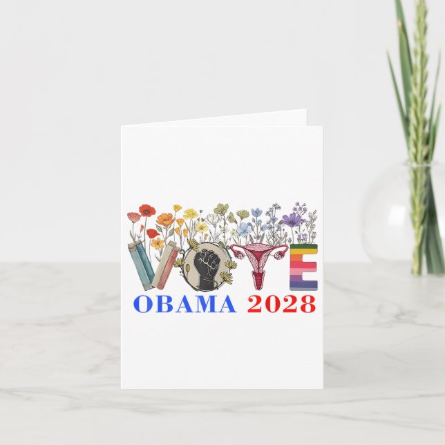 Retro Floral Obama 2028  Card (Front)