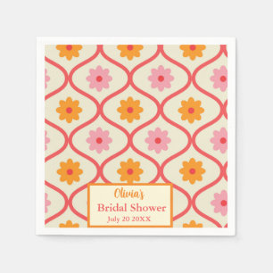 Retro Floral Ogee Mid-Century Modern Bridal Shower Napkin