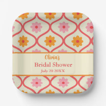 Retro Floral Ogee Mid-Century Modern Bridal Shower