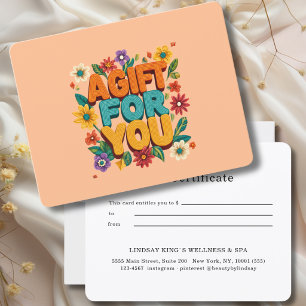 Retro Floral Orange Gift Certificate
