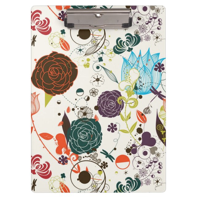 Retro Floral Pattern 2 2 Clipboard (Front)