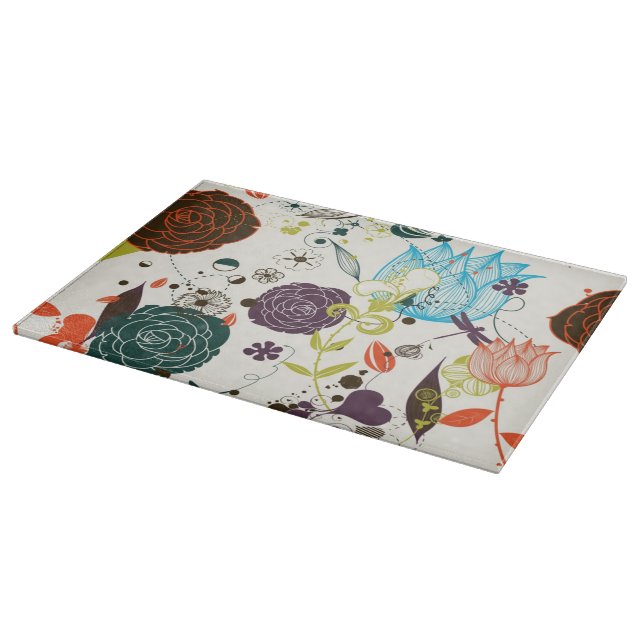 Retro Floral Pattern 2 2 Cutting Board (Corner)
