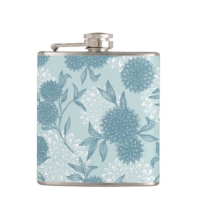 Retro Floral Pattern 2 3 Hip Flask (Front)