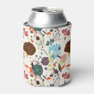 Retro Floral Pattern 2 Can Cooler