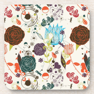 Retro Floral Pattern 2 Coaster