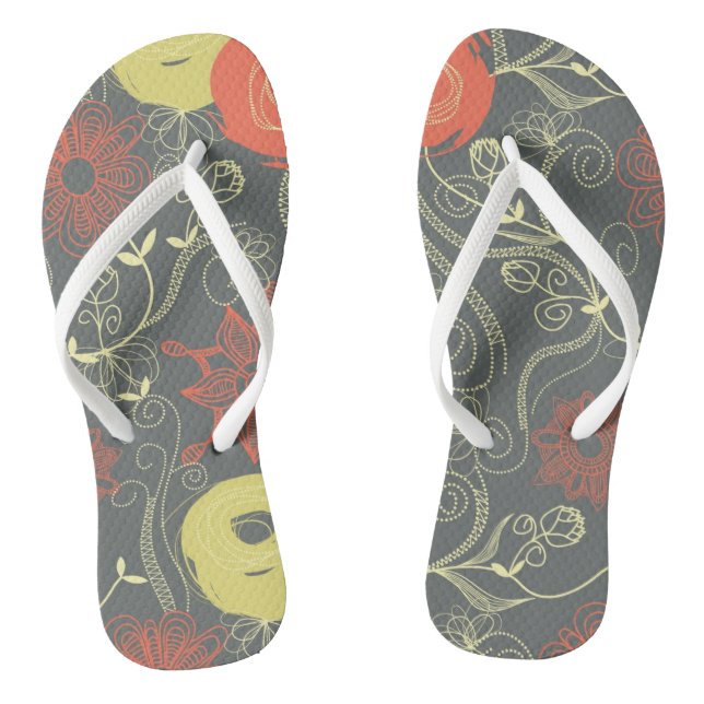 Retro floral pattern 3 jandals (Footbed)