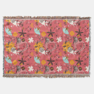 Retro floral pattern 3 throw blanket