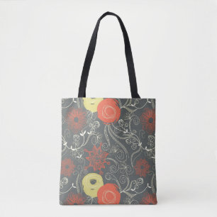 Retro floral pattern 3 tote bag