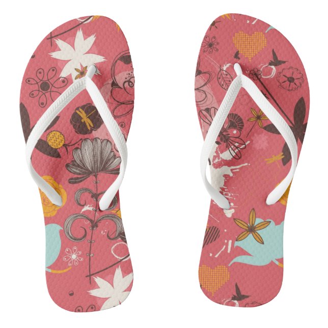 Retro floral pattern 4 jandals (Footbed)