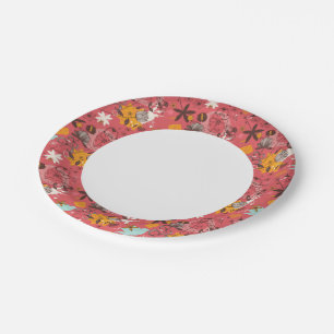 Retro floral pattern 7 paper plate