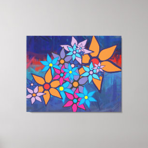 Retro Floral Pattern   Abstract Painting Canvas Print