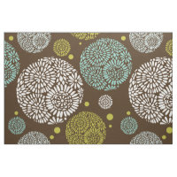Retro Floral Pattern Brown White Blue & Yellow