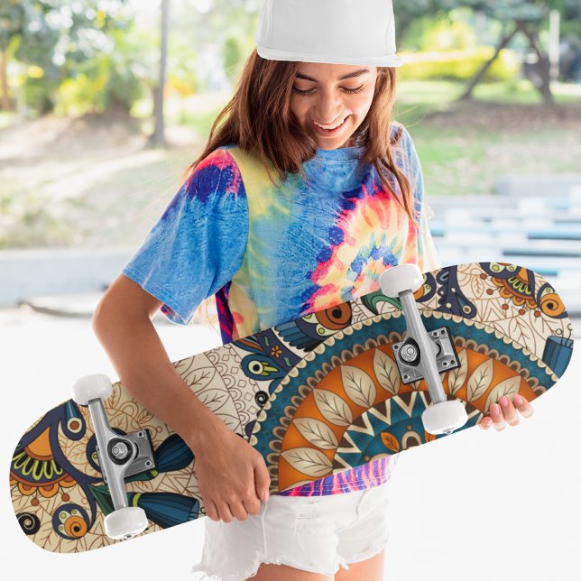 Retro Floral Pattern Cool Trendy Skateboard (Creator Uploaded)
