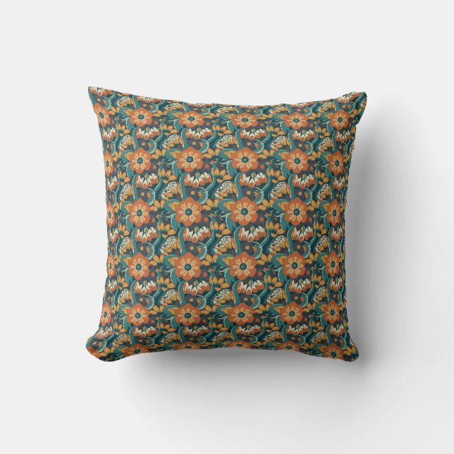 Retro Floral Pattern Cushion (Front)