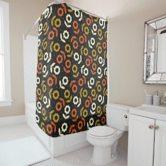Retro Floral Pattern Earth Tones Shower Curtain