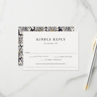 Retro Floral Pattern Food Allergy Wedding RSVP 