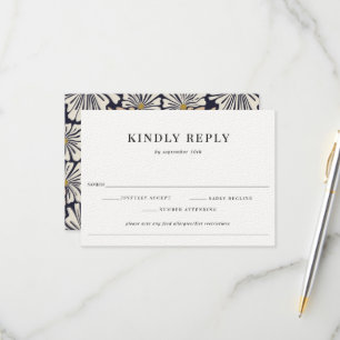 Retro Floral Pattern Food Allergy Wedding RSVP  Card