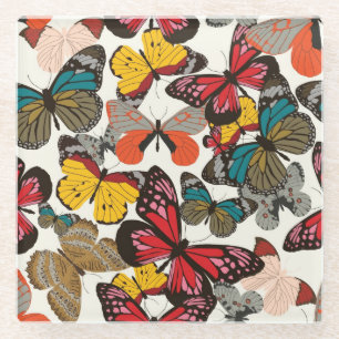 Retro floral pattern glass coaster