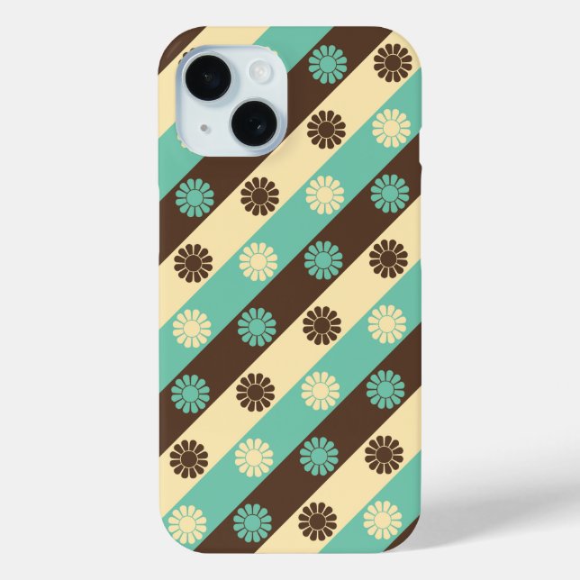 Retro Floral Pattern Green, Cream, Brown,  Case-Mate iPhone Case (Back)