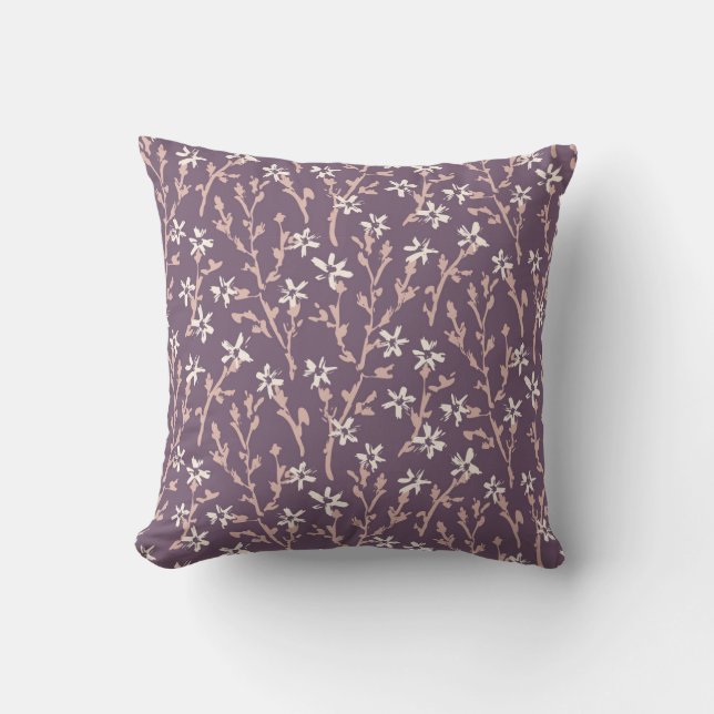 Retro floral pattern in boho style. Japanes sakura Cushion (Front)