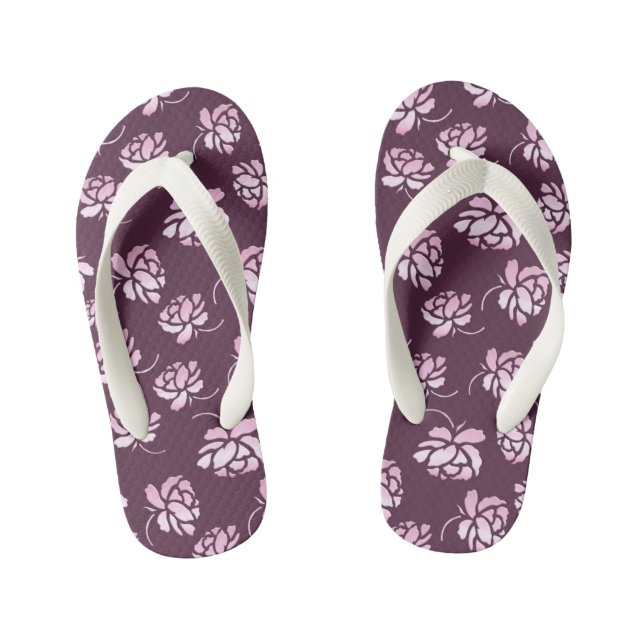 Retro floral pattern kid's jandals (Footbed)
