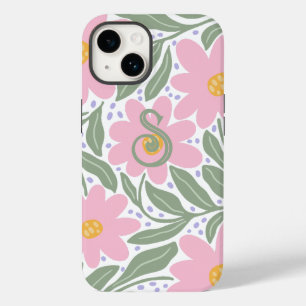 Retro Floral Pattern Monogram Initial Case-Mate iPhone 14 Case