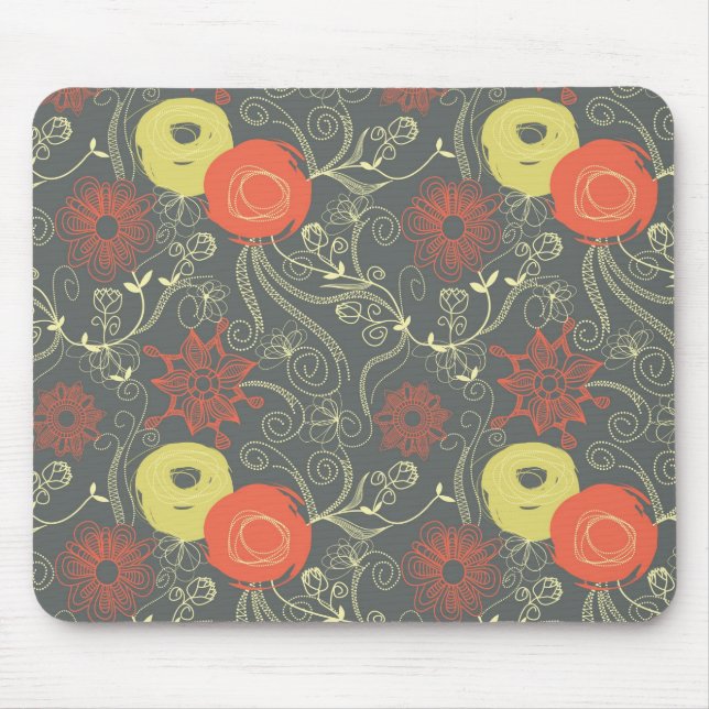 Retro floral pattern mouse pad (Front)