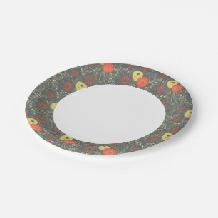 Retro floral pattern paper plate