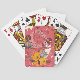 Retro floral pattern playing cards