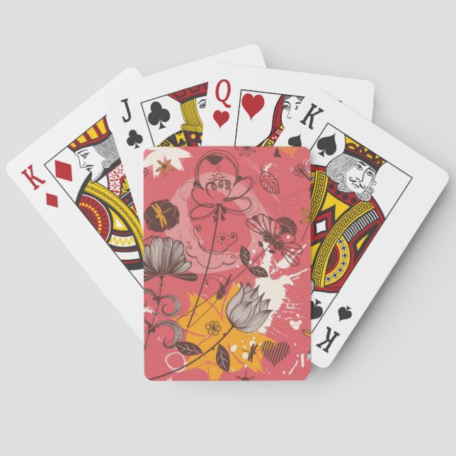 Retro floral pattern playing cards (Back)