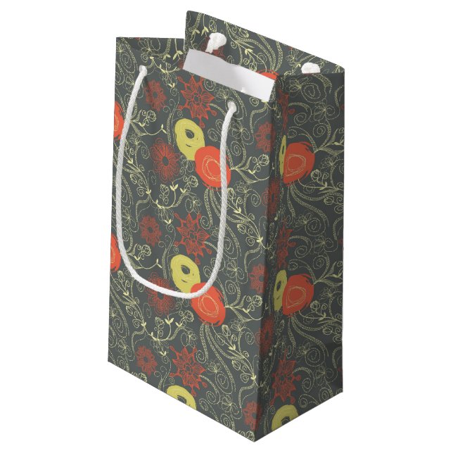 Retro floral pattern small gift bag (Back Angled)