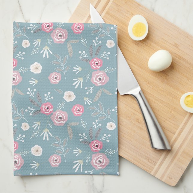 Retro floral pattern. tea towel (Quarter Fold)