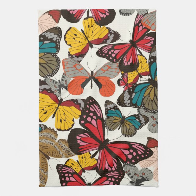 Retro floral pattern tea towel (Vertical)