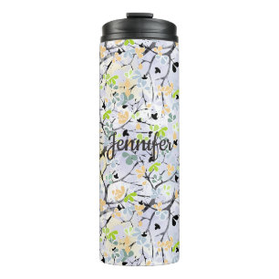 Retro, floral pattern thermal tumbler