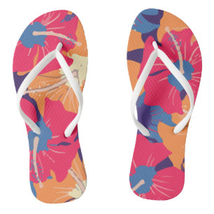 Retro Floral Pattern With Hibiscus Jandals