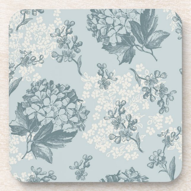 Retro floral pattern with viburnum flowers coaster (Front)