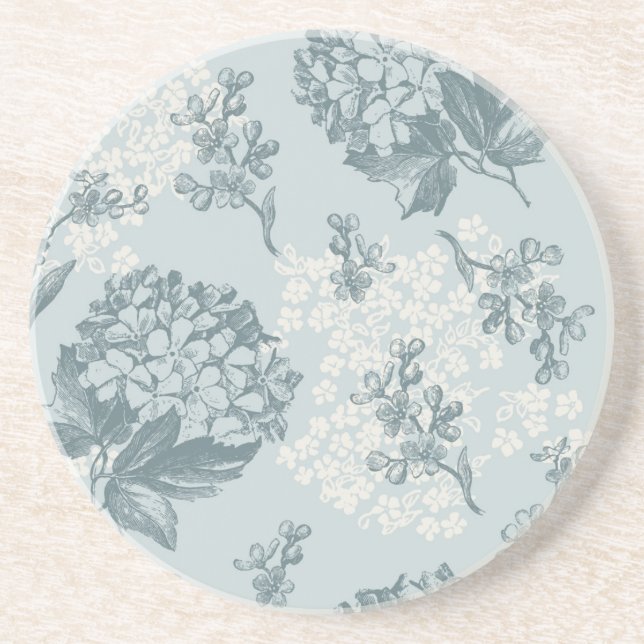Retro floral pattern with viburnum flowers coaster (Front)