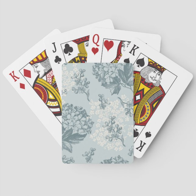 Retro floral pattern with viburnum flowers playing cards (Back)