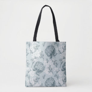 Retro floral pattern with viburnum flowers tote bag