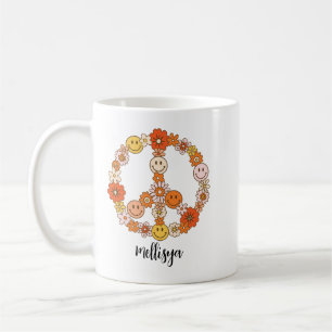 Retro Floral Peace and Kindness Coffee Mug