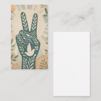 Retro Floral Peace Sign & Dove Art Botanical Sun Business Card